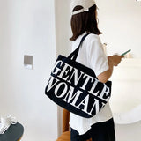 Large Capacity Canvas Bag Shoulder Tote Portable Student Shopping Purse