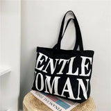 Large Capacity Canvas Bag Shoulder Tote Portable Student Shopping Purse