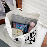 Large Capacity Canvas Bag Shoulder Tote Portable Student Shopping Purse