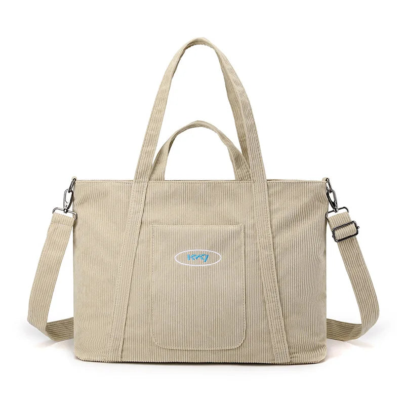 Large Capacity Women Travel Duffel Corduroy Shoulder Bags Storage