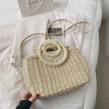 Large Capacity Summer Beach Straw Bucket Bag Messenger Bag Women's Tote