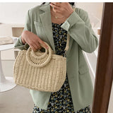 Large Capacity Summer Beach Straw Bucket Bag Messenger Bag Women's Tote