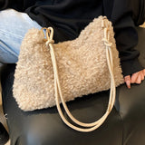 Large Capacity Plush Shoulder Bag for Autumn and Winter