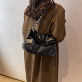 Large Capacity Shoulder Bag PU Leather Chains Retro Messenger Female Handbag Tot