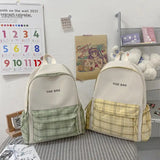 Large Capacity Lattice Women Backpack Canvas Waterproof Bags for Girls