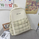 Large Capacity Lattice Women Backpack Canvas Waterproof Bags for Girls