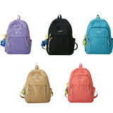 Large Capacity Backpack with Pendant Solid Nylon College Bookbag