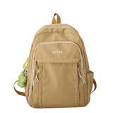 Large Capacity Backpack with Pendant Solid Nylon College Bookbag