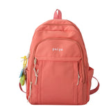 Large Capacity Backpack with Pendant Solid Nylon College Bookbag