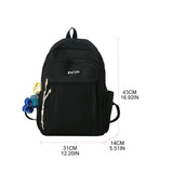 Large Capacity Backpack with Pendant Solid Nylon College Bookbag