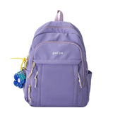 Large Capacity Backpack with Pendant Solid Nylon College Bookbag