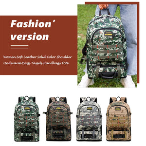 Large Capacity Backpack Mountaineering Bag Oxford Trekking Rucksack Camouflage
