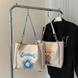 Large Capacity PU Leather Shoulder Bag for College Students