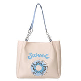 Large Capacity PU Leather Shoulder Bag for College Students