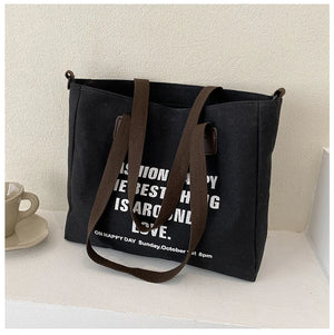 Large Capacity Canvas Shoulder Bag for Women All-match Tote Handbag