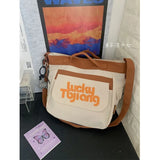 Large Capacity Women's Messenger Bag with Contrast Design