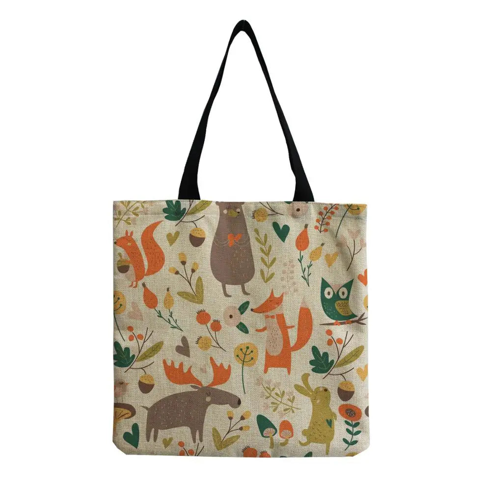 Colorful Cartoon Animal Print Bag for Women