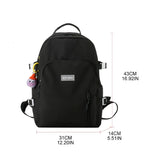 Large Capacity Nylon Backpack with Pendant for Student Teenagers