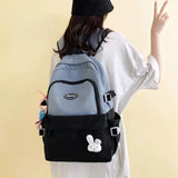 Large Capacity Nylon Backpack with Pendant Rucksack