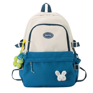 Large Capacity Nylon Backpack with Pendant Rucksack