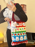 Large-Capacity Cartoon Print Canvas Tote Handbag