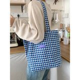 Stylish Lake Basket Plaid Shoulder Bag
