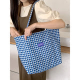 Stylish Lake Basket Plaid Shoulder Bag