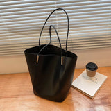 Large Capacity Bucket Bag PU Leather Shoulder Handbag for Women