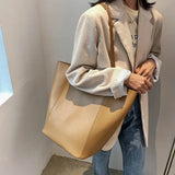 Large Capacity Bucket Bag PU Leather Shoulder Handbag for Women