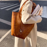 Large Capacity Bucket Bag Soft Leather Shoulder Bags Women Handbags