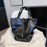 Large Capacity Bucket Bag Soft Leather Shoulder Bags Women Handbags