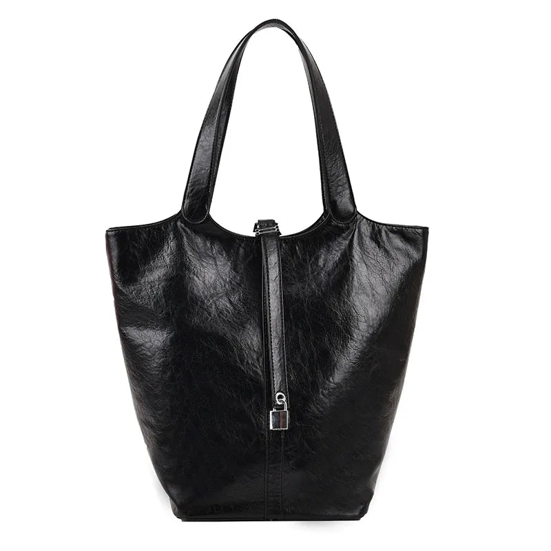 Large Capacity Bucket Bag Soft Leather Shoulder Bags Women Handbags