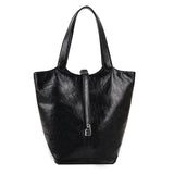 Large Capacity Bucket Bag Soft Leather Shoulder Bags Women Handbags