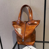 Large Capacity Bucket Bag Soft Leather Shoulder Bags Women Handbags