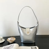 Vintage PU Leather Bucket Bag Large Capacity Crossbody Purse
