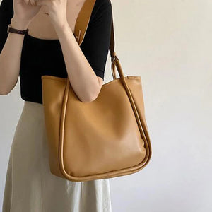 Large Capacity Bucket Shoulder Bag for Women Soft Leather Armpit Bag