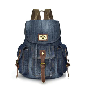 Large Capacity Canvas Backpack Denim School Backpack For Teens Vintage