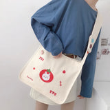 Canvas Shoulder Bag with Lovely Bear Design for Women