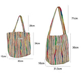 Large Capacity Canvas Stripe Shoulder Bag Women Versatile Crossbody