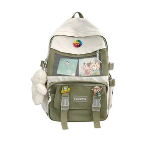 Large Capacity Canvas Schoolbag Girl Laptop Backpack