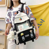 Large Capacity Canvas Schoolbag Girl Laptop Backpack