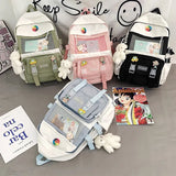 Large Capacity Canvas Schoolbag Girl Laptop Backpack