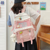 Large Capacity Canvas Schoolbag Girl Laptop Backpack