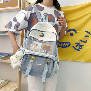 Large Capacity Canvas Schoolbag Girl Laptop Backpack