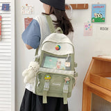 Large Capacity Canvas Schoolbag Girl Laptop Backpack
