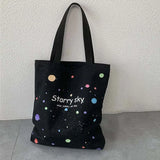 Canvas Hand Bag For Women Romantic Stars Pattern Lightweight Shoulder Bag