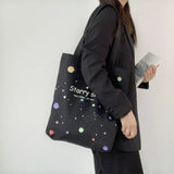 Canvas Hand Bag For Women Romantic Stars Pattern Lightweight Shoulder Bag