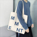 Canvas Hand Bag For Women Shopping Letter Pattern Female Shoulder