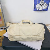 Large Capacity Canvas Handbag 100% Cotton Solid Messenger Bag Soft Cloth Tote
