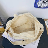 Large Capacity Canvas Handbag 100% Cotton Solid Messenger Bag Soft Cloth Tote